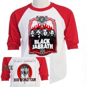 BLACK SABBATH, RED SLEEVE MENS 2-SIDED BASEBALL CONCERT T-SHIRT J-426